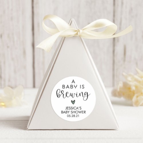 Minimalist Baby Shower A Baby is Brewing   Classic Round Sticker