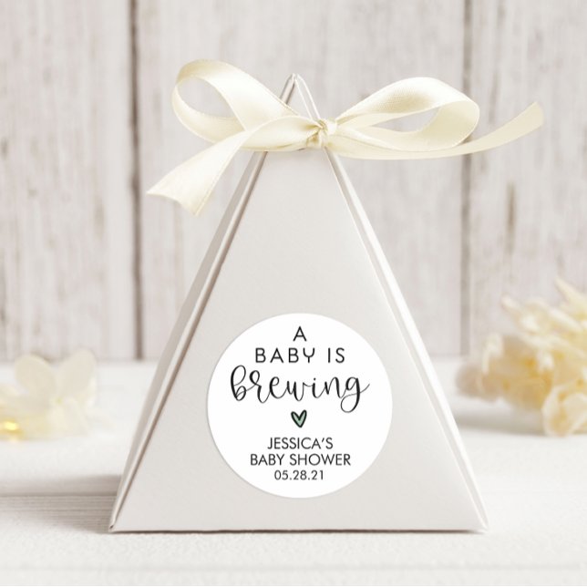 Minimalist Baby Shower A Baby is Brewing   Classic Round Sticker (Creator Uploaded)