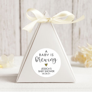 Minimalist Baby Shower A Baby is Brewing Classic Round Sticker