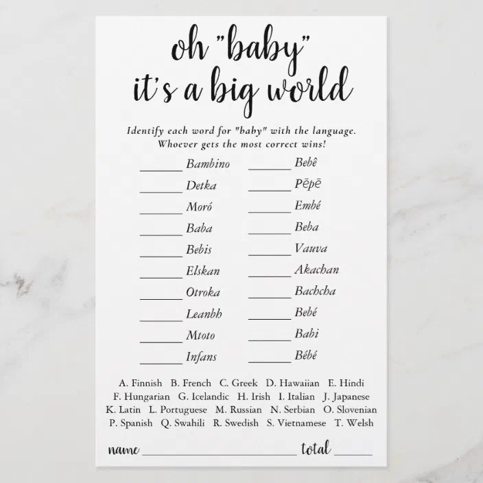 Minimalist Baby Shower | Around The World Game | Zazzle.com