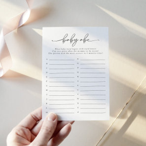 Minimalist Baby Shower Baby ABC Game Card