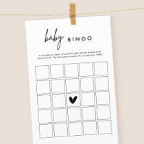 Minimalist Baby Shower Baby Bingo Game Card