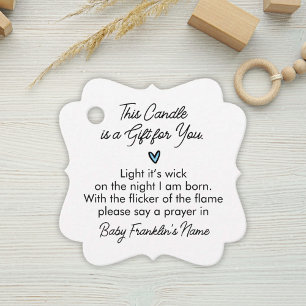 Minimalist Baby Shower Baby Boy Candle Favor Tags