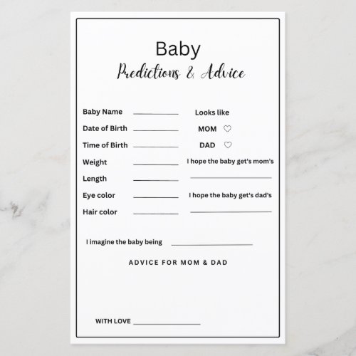 Minimalist Baby shower baby Prediction and Advice 