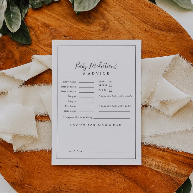 Minimalist Baby Shower Baby Predictions & Advice Card (Creator Uploaded)