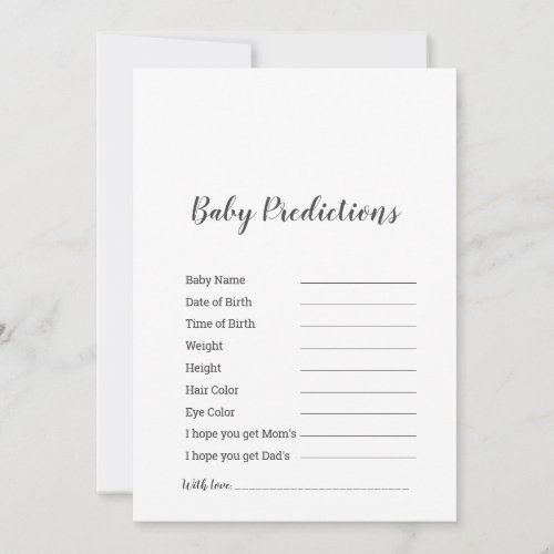 Minimalist Baby Shower Baby Predictions Game