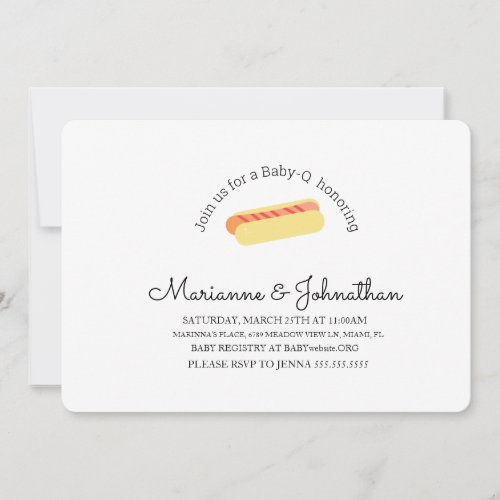 Minimalist Baby Shower BBQ Baby Q Backyard Hotdog Invitation