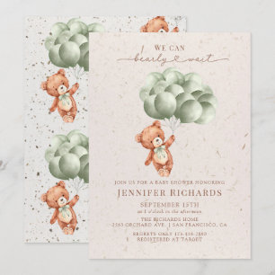 Minimalist Baby Shower   Bearly Wait Invitation