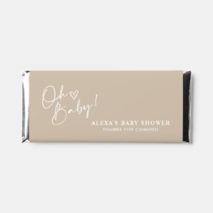 Minimalist Baby Shower Beige Neutral Chocolate Hershey Bar Favors