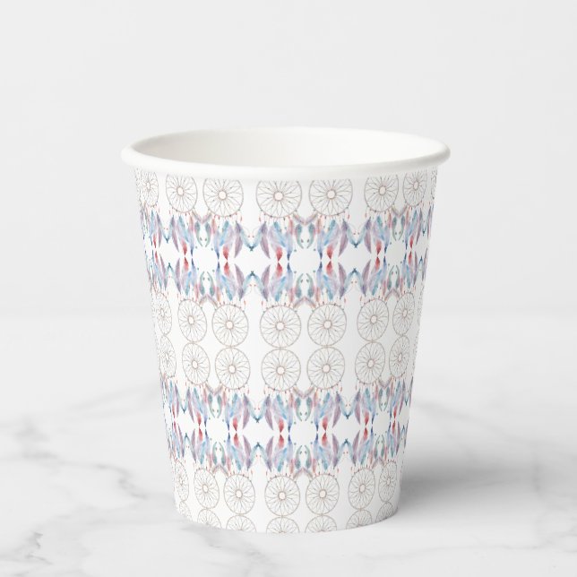 Minimalist Baby Shower Boho Dreamcatcher Pattern Paper Cups (Front)