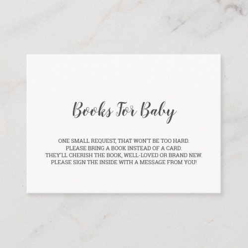 Minimalist Baby Shower Book Request Enclosure Card