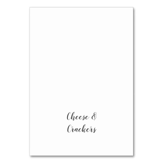 Minimalist Baby Shower Buffet Food Labels Table Number (Front)