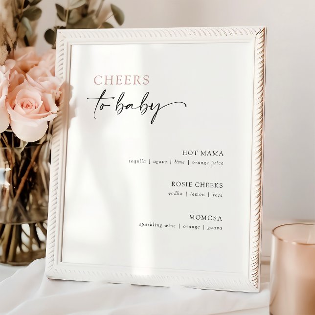 Minimalist Baby Shower Cocktail Menu Bar Sign (Creator Uploaded)