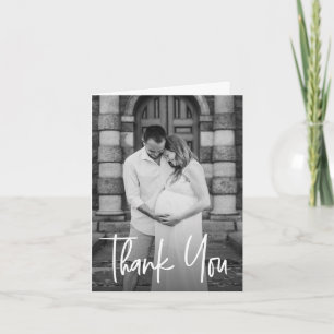 Minimalist Baby Shower Custom Maternity Photo Letterpress Thank You Card