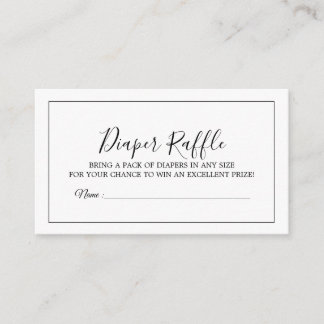 Minimalist Baby Shower Diaper Raffle Card