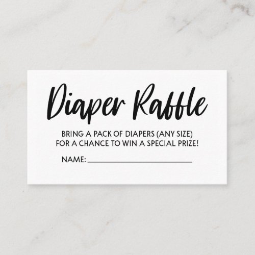 Minimalist Baby Shower Diaper Raffle Card