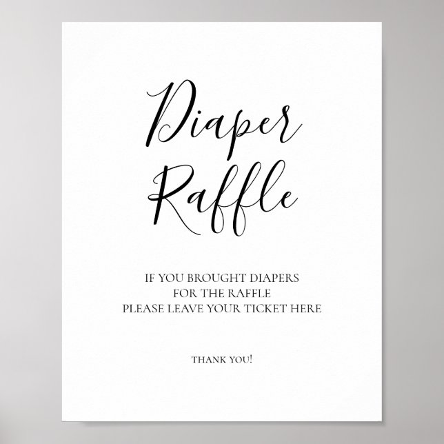 Minimalist Baby Shower Diaper Raffle Sign (Front)