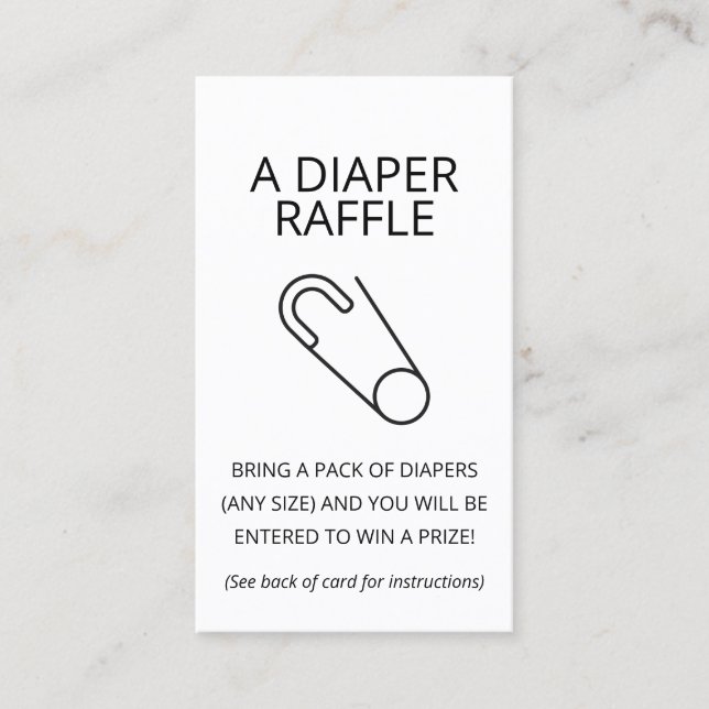 Minimalist Baby Shower Diaper Raffle Ticket (Front)