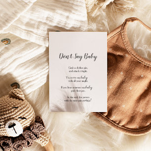 Minimalist Baby Shower Don't Say Baby Game Sign