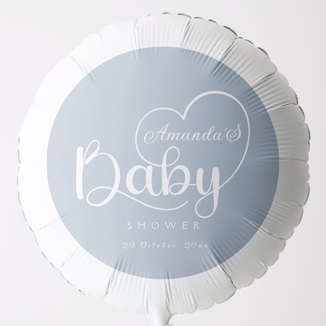 Minimalist baby shower Dusty Blue Balloon (Front)