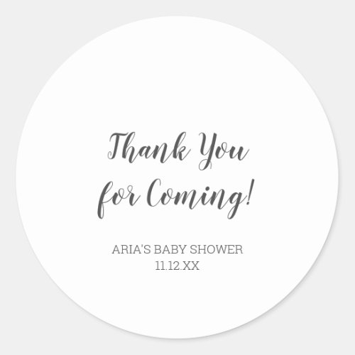 Minimalist Baby Shower Favor Classic Round Sticker