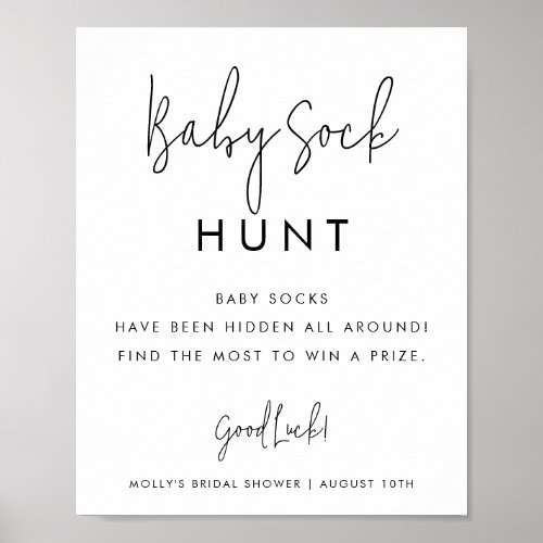 Minimalist Baby Shower Game Baby Sock Hunt Poster