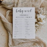 Minimalist Baby shower game – Word scramble Invitation