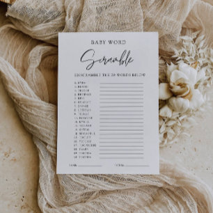 Minimalist Baby shower game – Word scramble Invitation