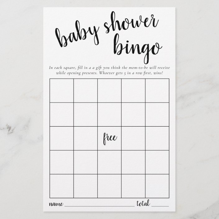 Minimalist Baby Shower Gift Opening Bingo Card Zazzle Com