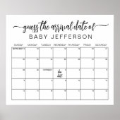 Minimalist Baby Shower Guess Due Date Calendar Pos Poster (Front)