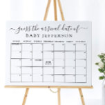 Minimalist Baby Shower Guess Due Date Calendar Poster at Zazzle