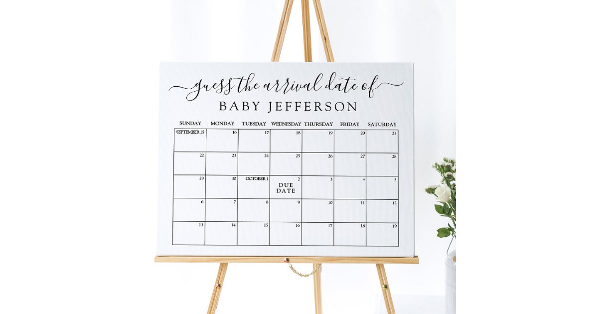 Minimalist Baby Shower Guess Due Date Calendar Poster