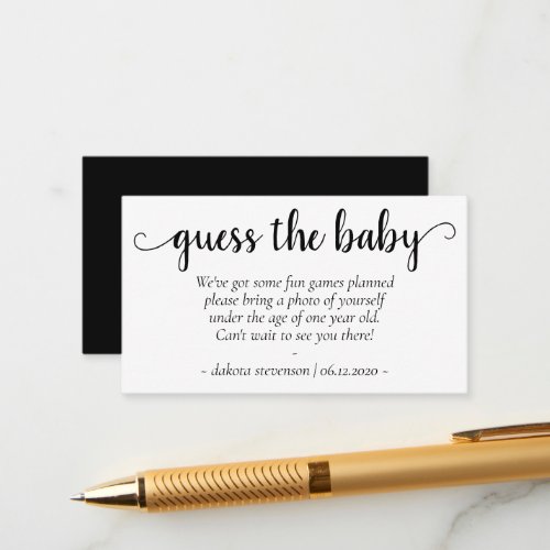 Minimalist Baby Shower  Guess Photo Game Request Enclosure Card