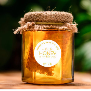 Minimalist Baby Shower Honey Classic Round Sticker