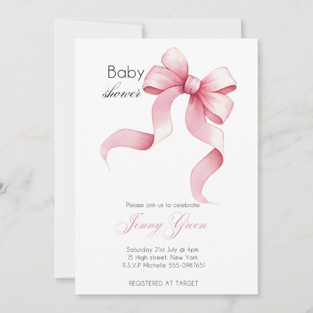 Minimalist Baby Shower Invitation Editable Neutral (Front)