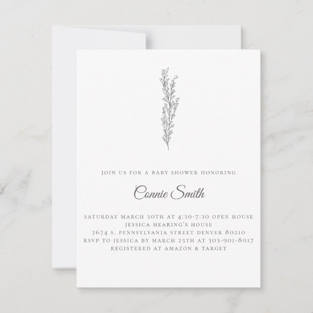 Minimalist Baby Shower Invitations (Front)