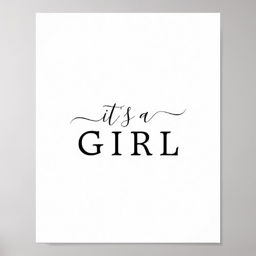 Minimalist Baby Shower Its a Girl Sign