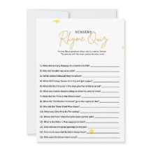 Minimalist Baby Shower Nursery Rhyme Quiz Game Car