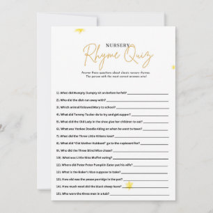 Minimalist Baby Shower Nursery Rhyme Quiz Game Car Invitation