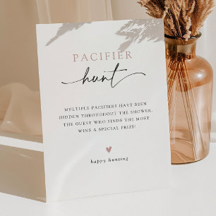 Minimalist Baby Shower Pacifier Hunt Game Pedestal Sign