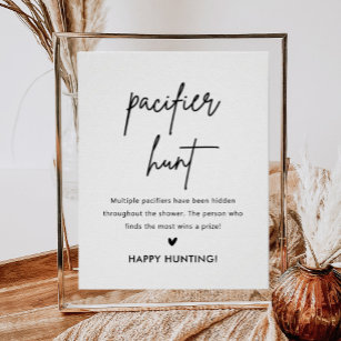 Minimalist Baby Shower Pacifier Hunt Game Sign