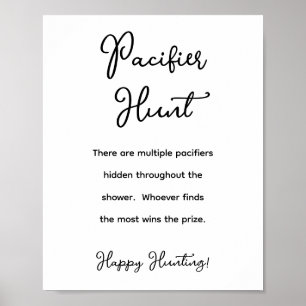 Minimalist Baby Shower Pacifier Hunt Poster