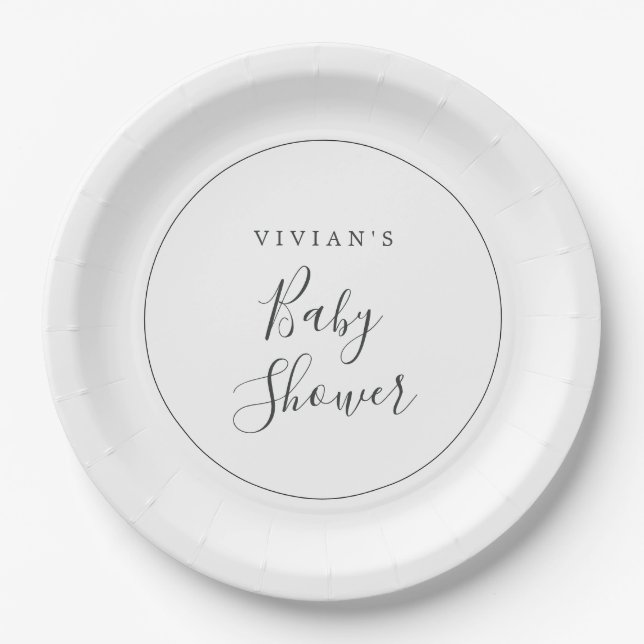 Minimalist Baby Shower Paper Plates (Front)