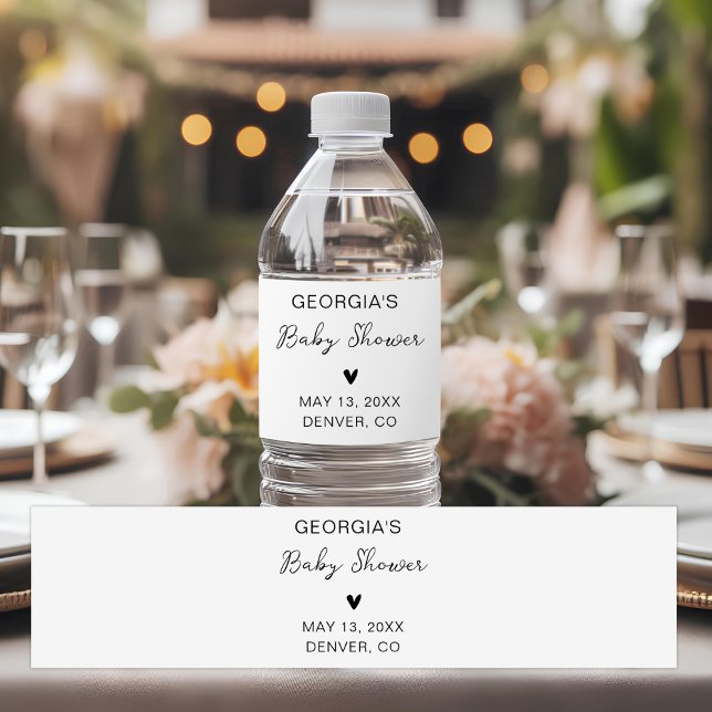 Minimalist Baby Shower Party Favors Water Bottle Label (Creator Uploaded)