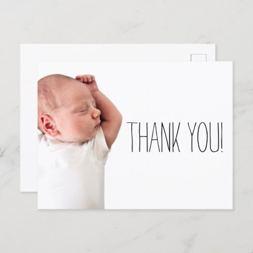 Minimalist Baby Shower Photo Thank you Name Announcement Postcard