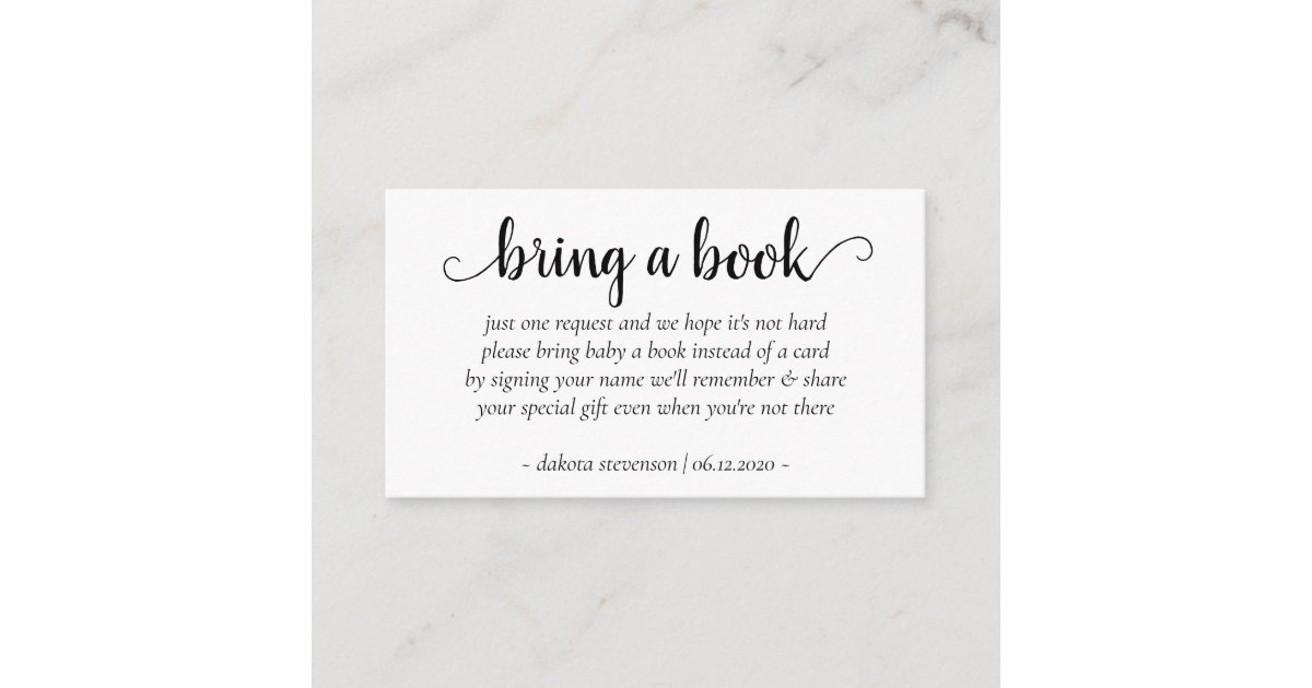 Minimalist Baby Shower | Please Bring a Book Poem Enclosure Card | Zazzle.com