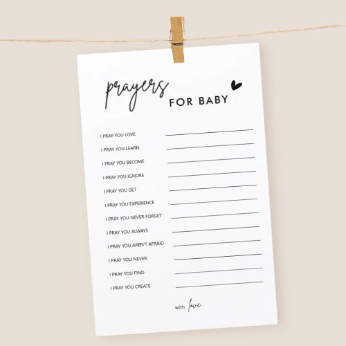 Minimalist Baby Shower Prayers For Baby Cards