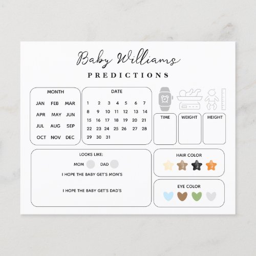 Minimalist Baby Shower Predictions Game