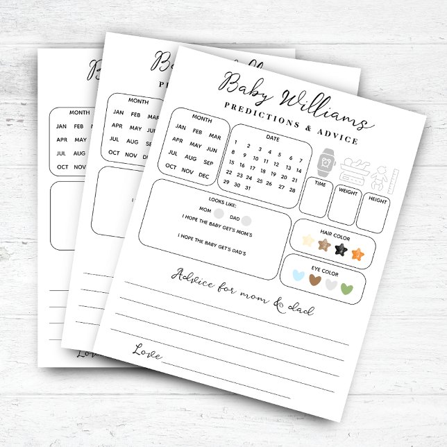 Minimalist Baby Shower Predictions Game (Creator Uploaded)