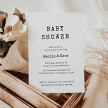 Minimalist Baby Shower Typewriter Invitation